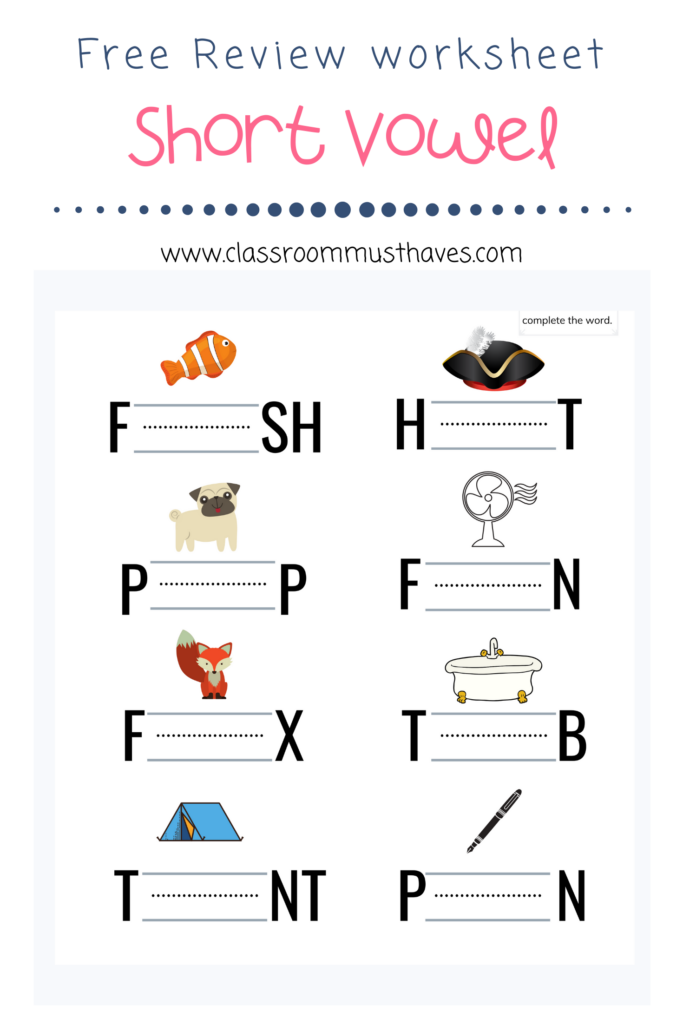 Free Printable Short Vowel Worksheets