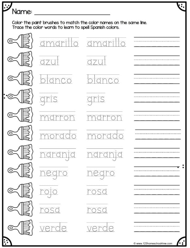 FREE Printable Spanish Color Worksheets Worksheets Library