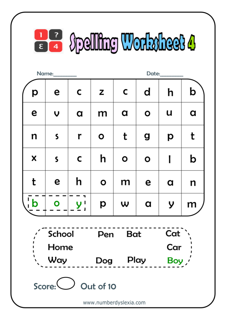 Free Printable Spelling Worksheets For Grade 1 To 4 PDF Number Dyslexia