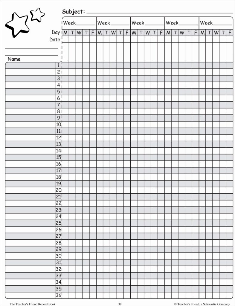 Free Printable Teacher Gradebook Sheets