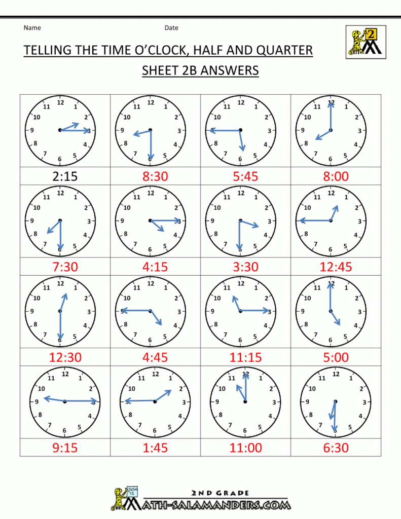 Free Printable Telling Time Worksheets Adults