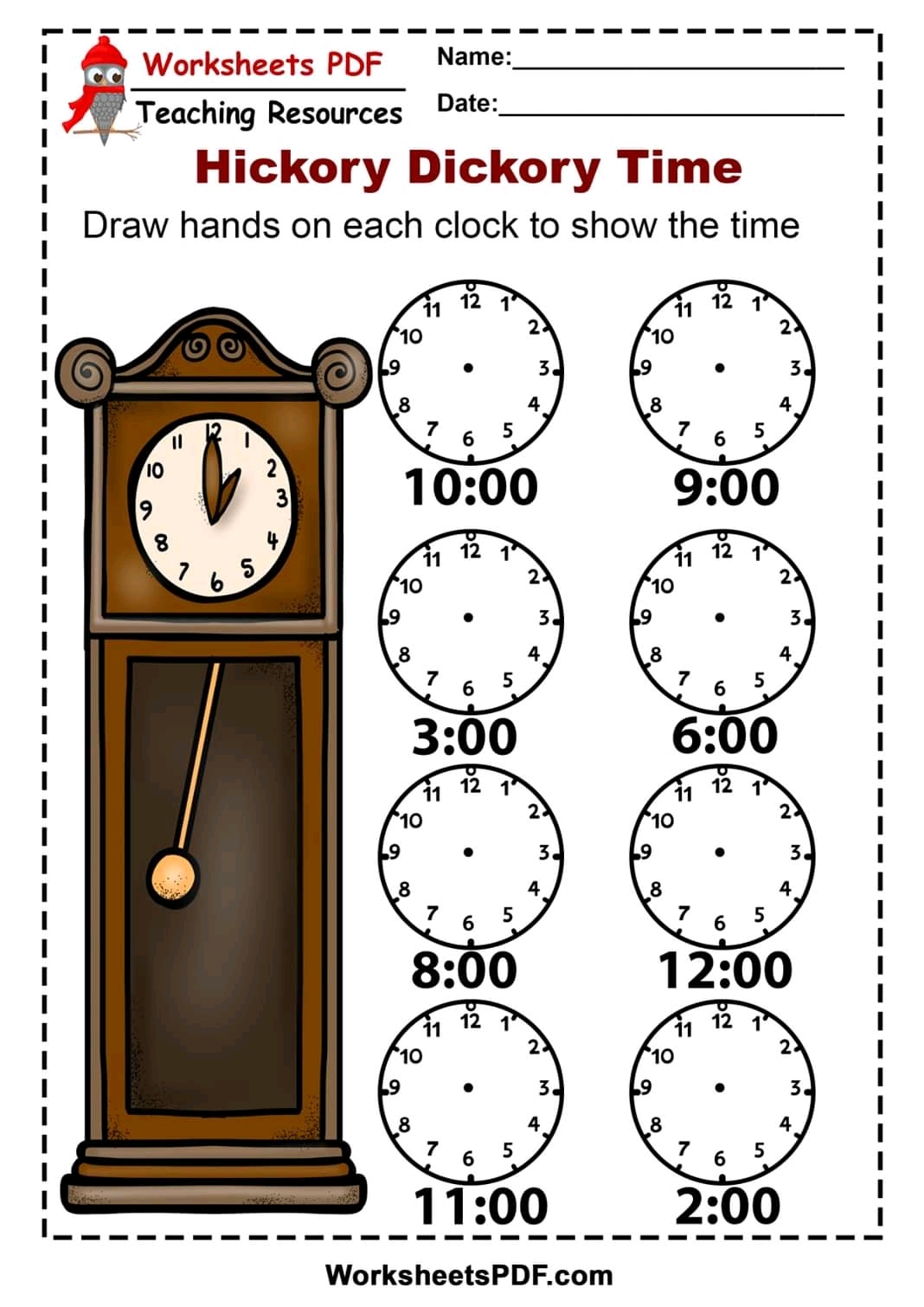 Free Printable Telling Time Worksheets Adults