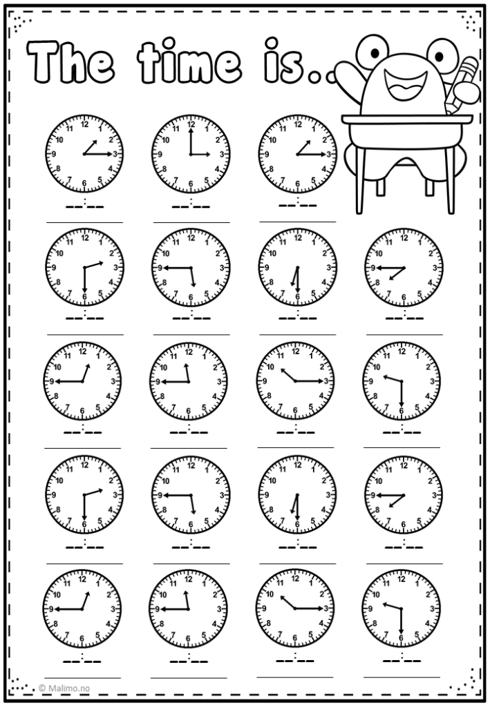 Free Printable Time Clock Worksheets For Kids