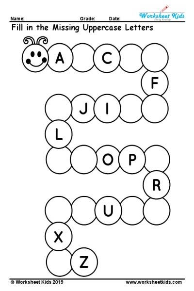 Free Printable Uppercase Missing Alphabet Worksheet A To Z Activity Is 