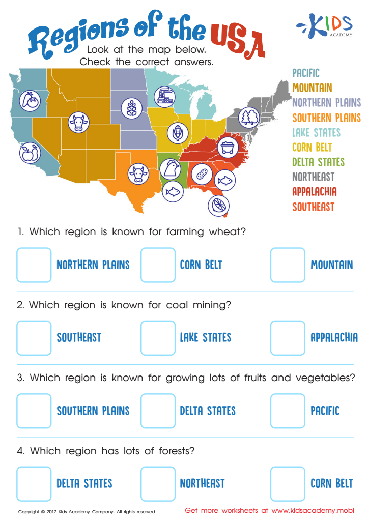 Free Printable Us Regions Worksheets