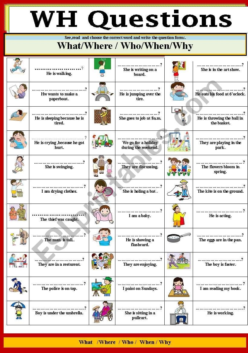 Free Printable Wh Questions Worksheets