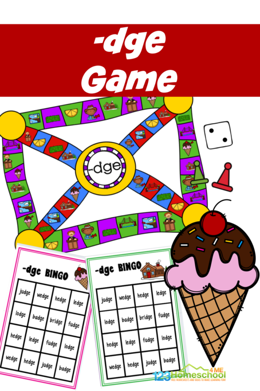 FREE Printable Words That End With Ge And Dge Phonics Game