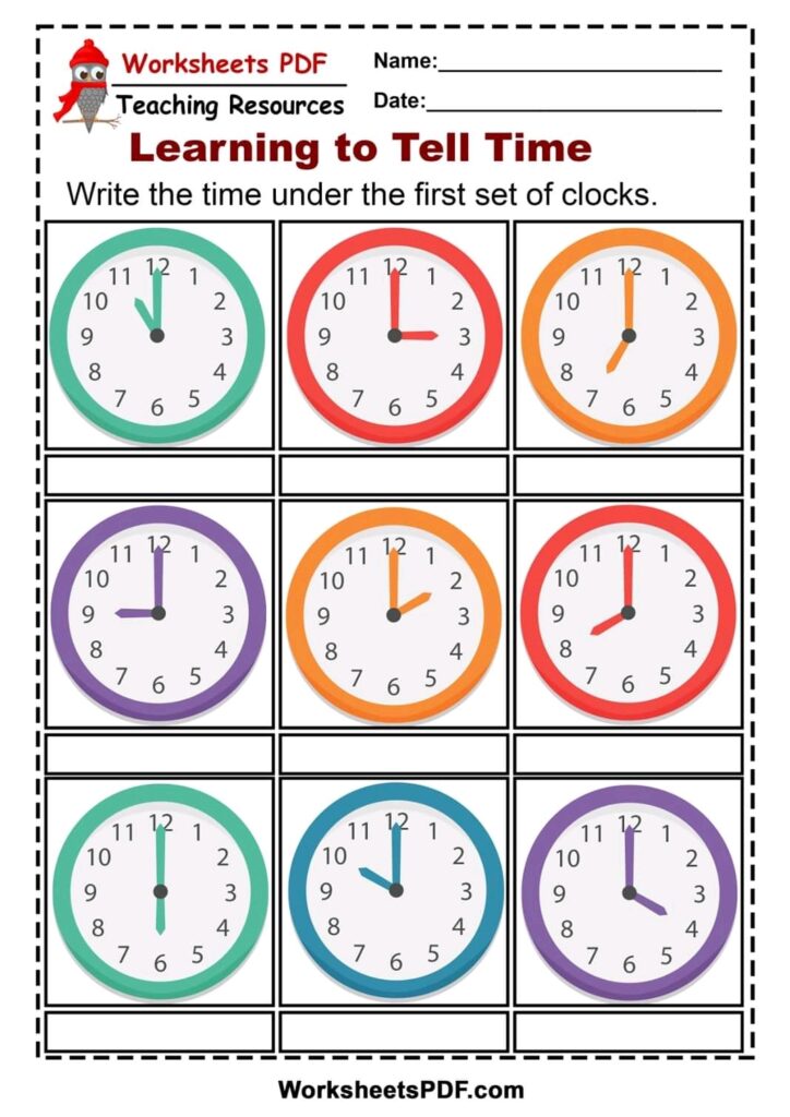 Free Printables For Kids Telling Time