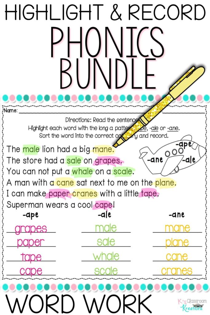 Free Second Grade Phonics Worksheets