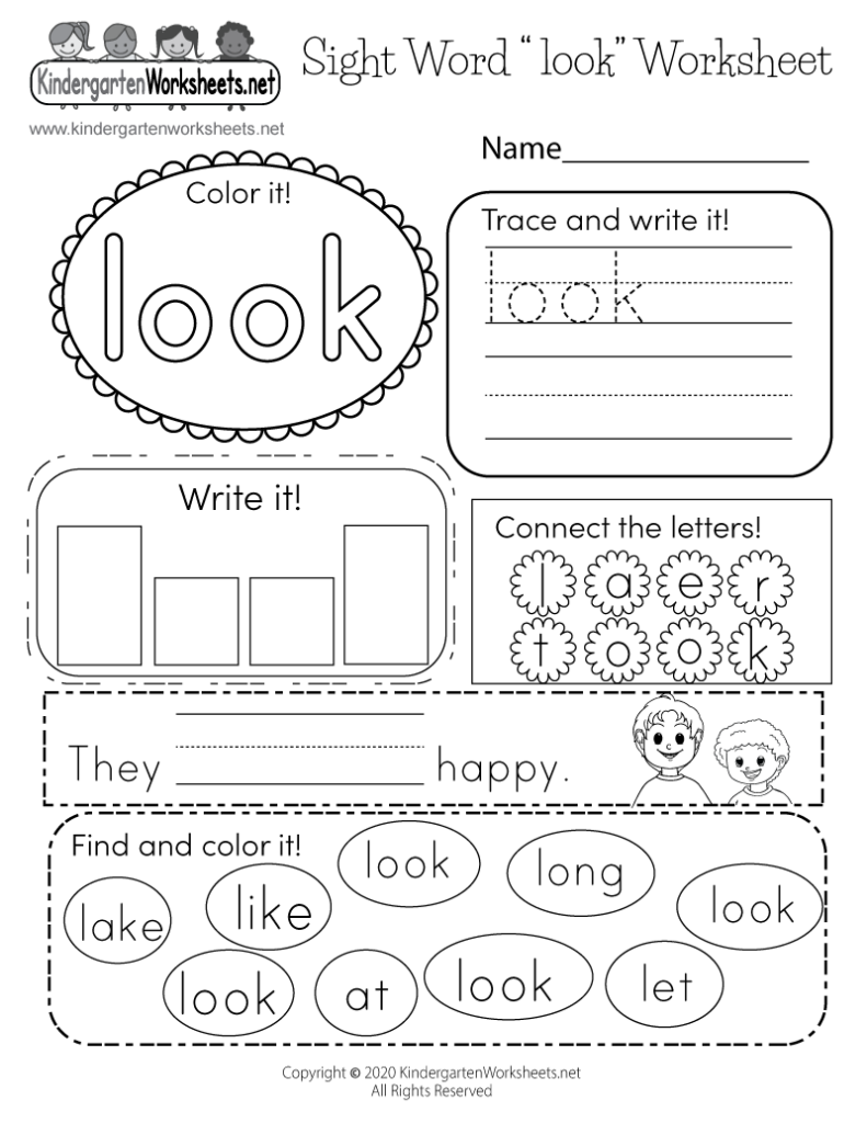 Free Sight Words Worksheets For Kindergarten