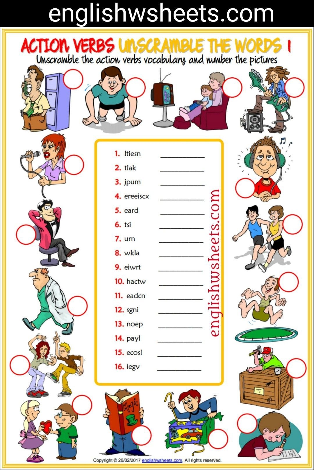 Free Worksheets On Verbs