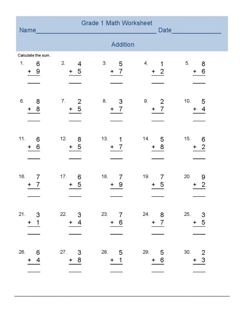 Grade 1 Math Questions