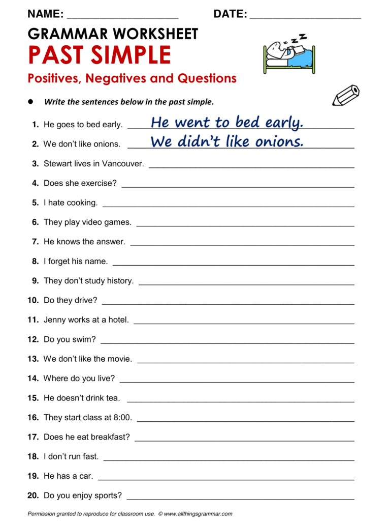 Grammar For Adults Worksheets Printable