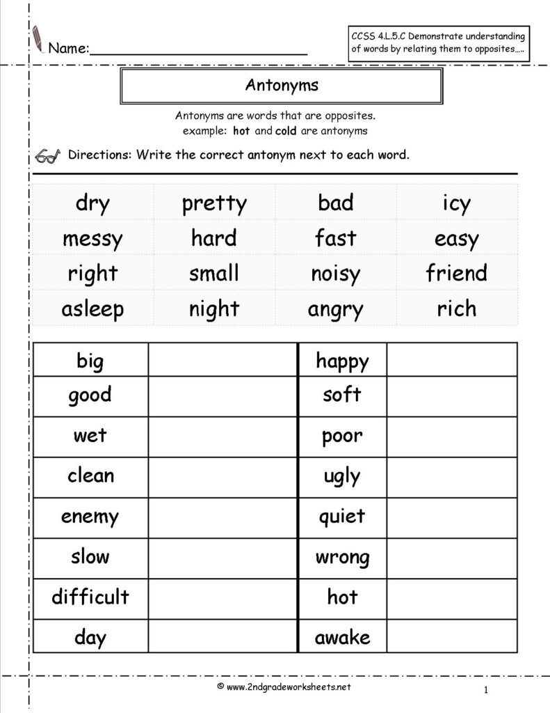 Grammar Worksheet For 2nd Grade