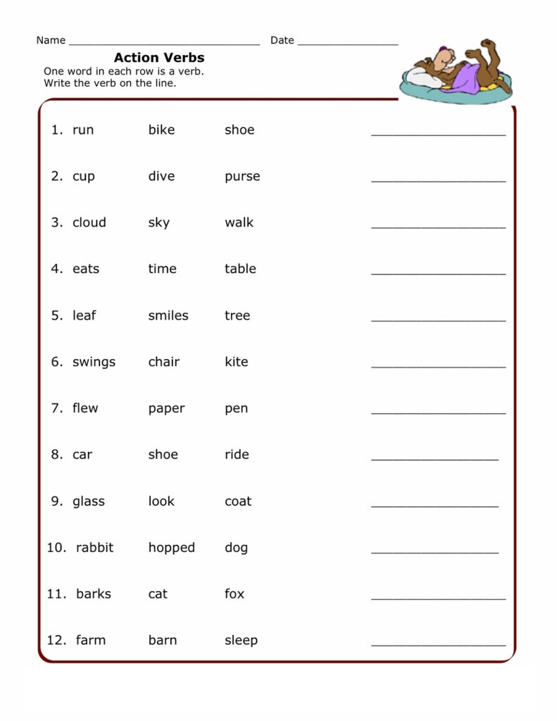 Grammar Worksheet For Second Grade