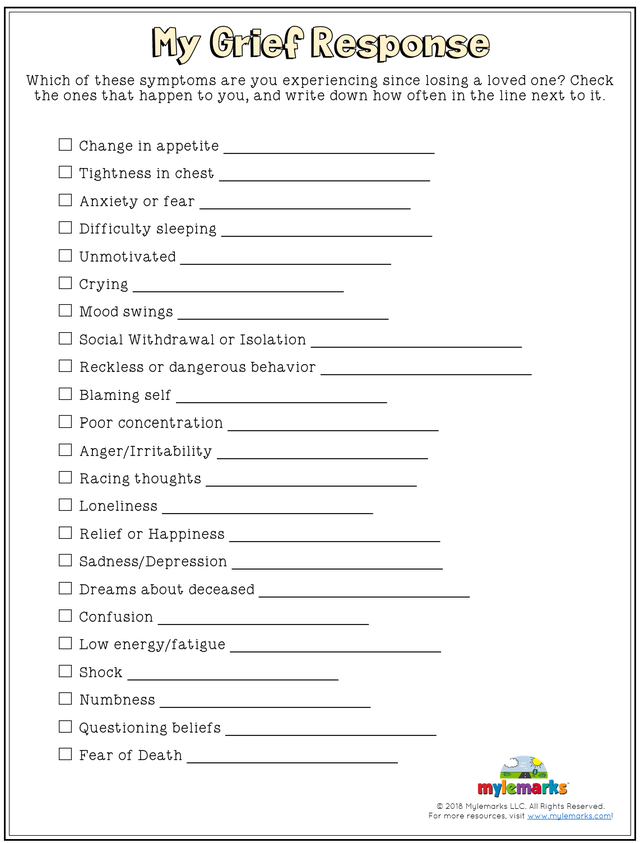 Grief Worksheets