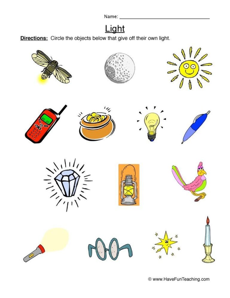 Heat And Light Energy Worksheets Grade 2