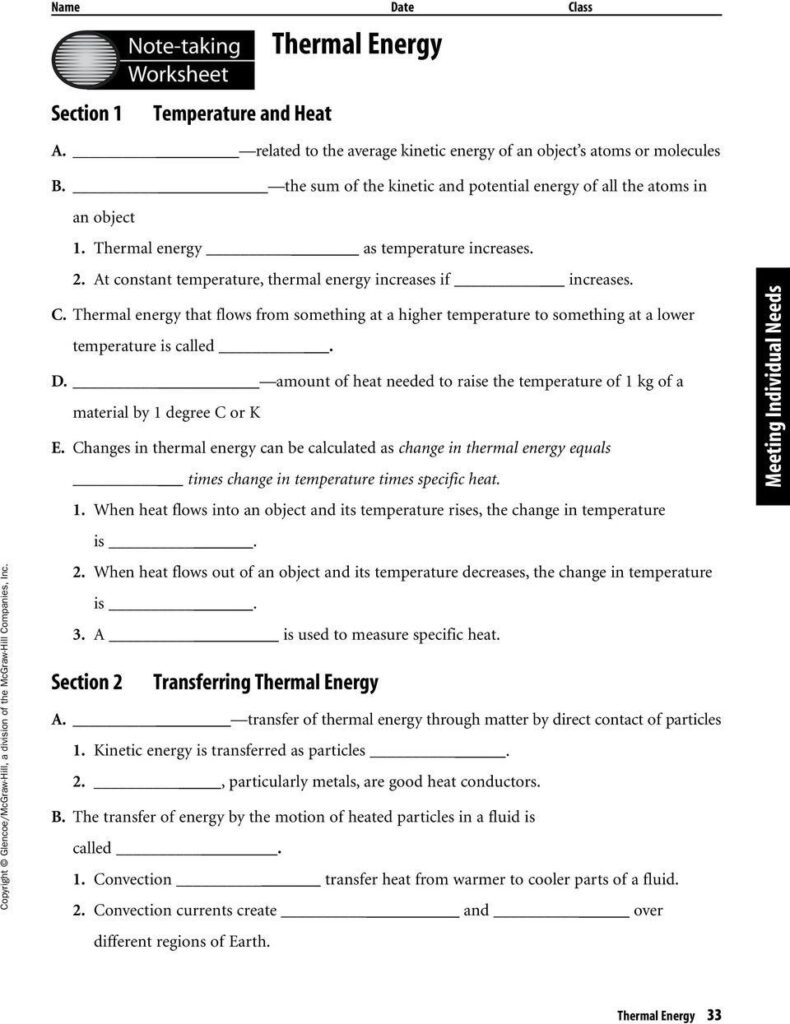 Heat Worksheet Grade 2