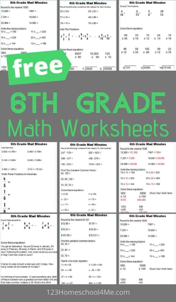 Help Your Kids Get Extra Math Practice With These Free Printable 6th 