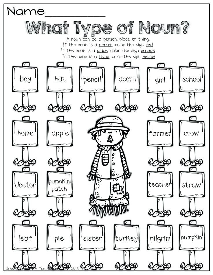 Identifying Nouns Worksheet 1st Grade