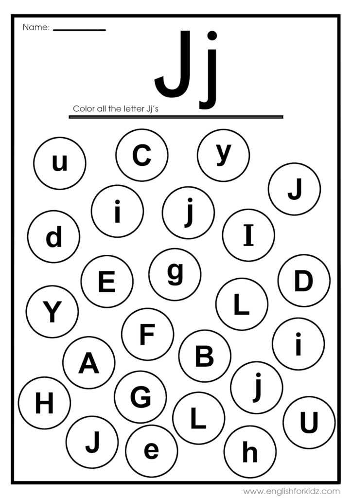 J Worksheet For Kindergarten