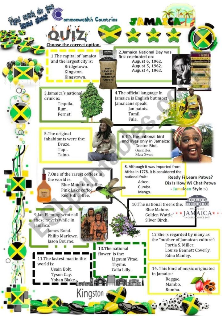 Jamaica Worksheets Printable