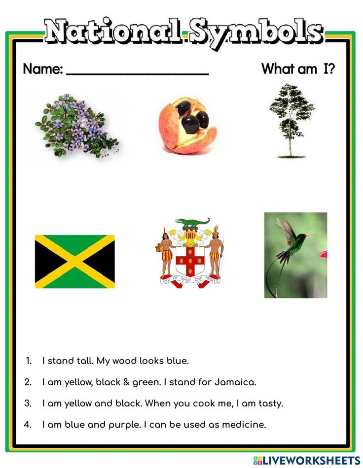 Jamaican National Symbols Worksheet National Symbols Kindergarten 