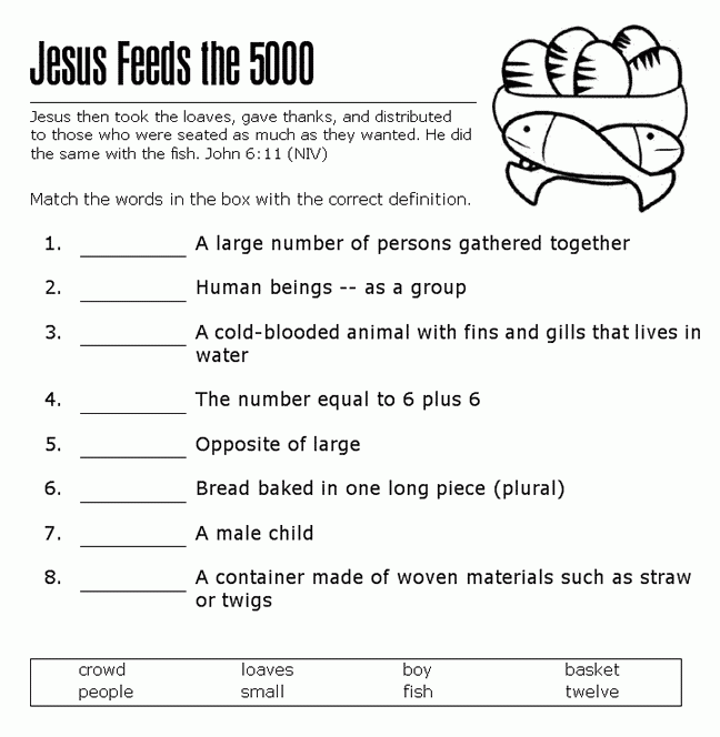 Jesus Feeds The 5000 Activity For Kids