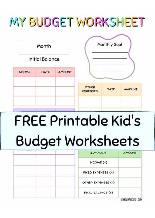 Kid s Budget Worksheets FREE Printable Mom Hacks 101