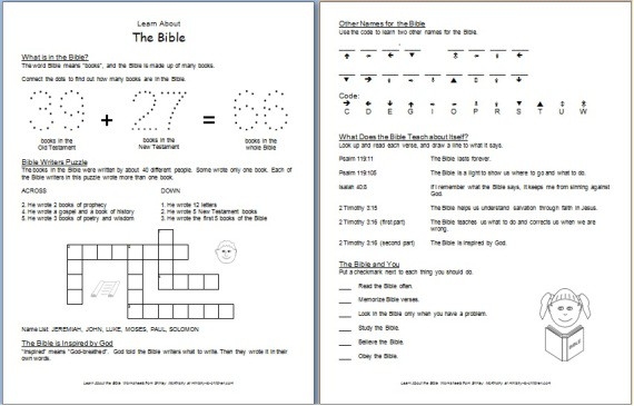 Kids Printable Bible Worksheets Pdf