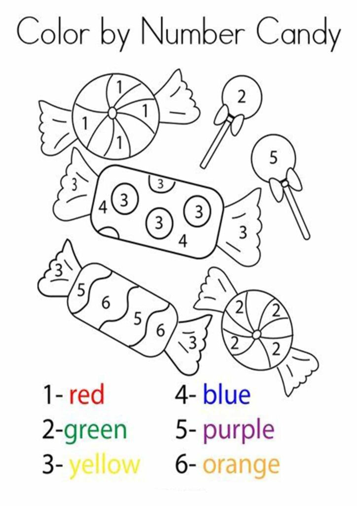 Kindergarten Color By Number Printable Worksheets