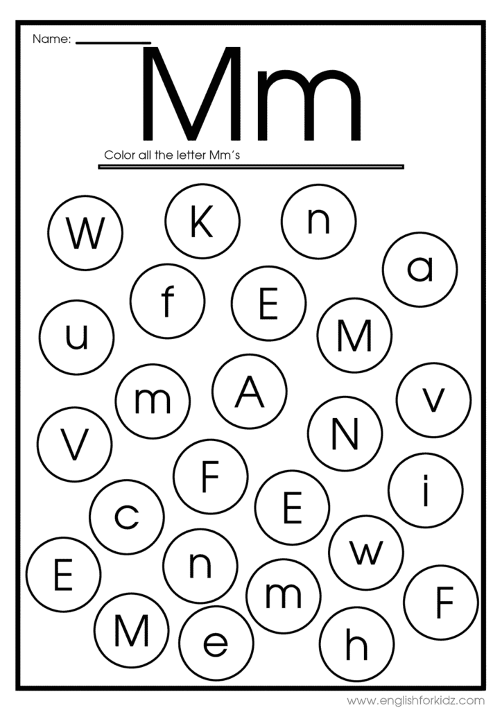 Kindergarten Letter M Worksheets