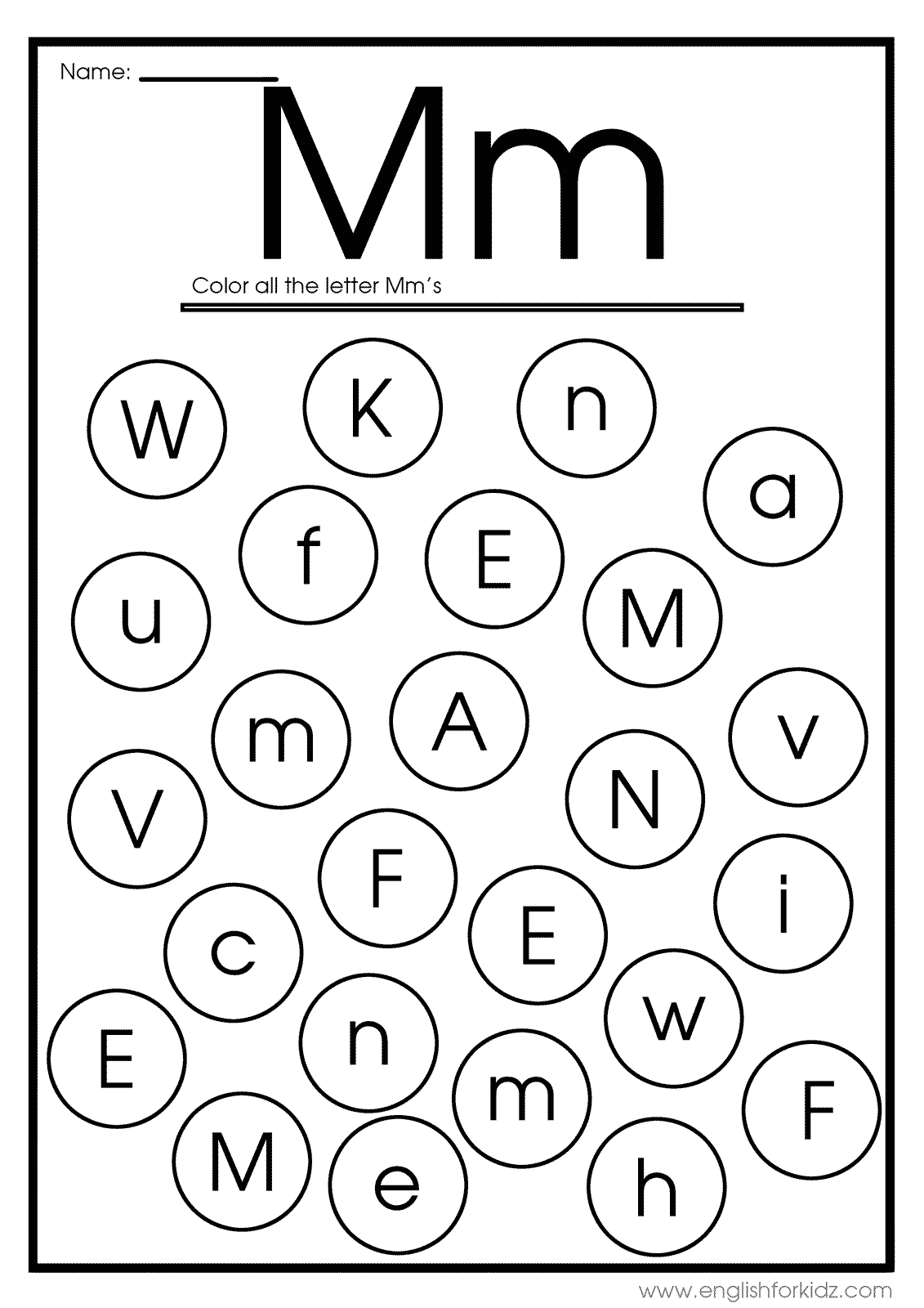 Kindergarten Letter M Worksheets