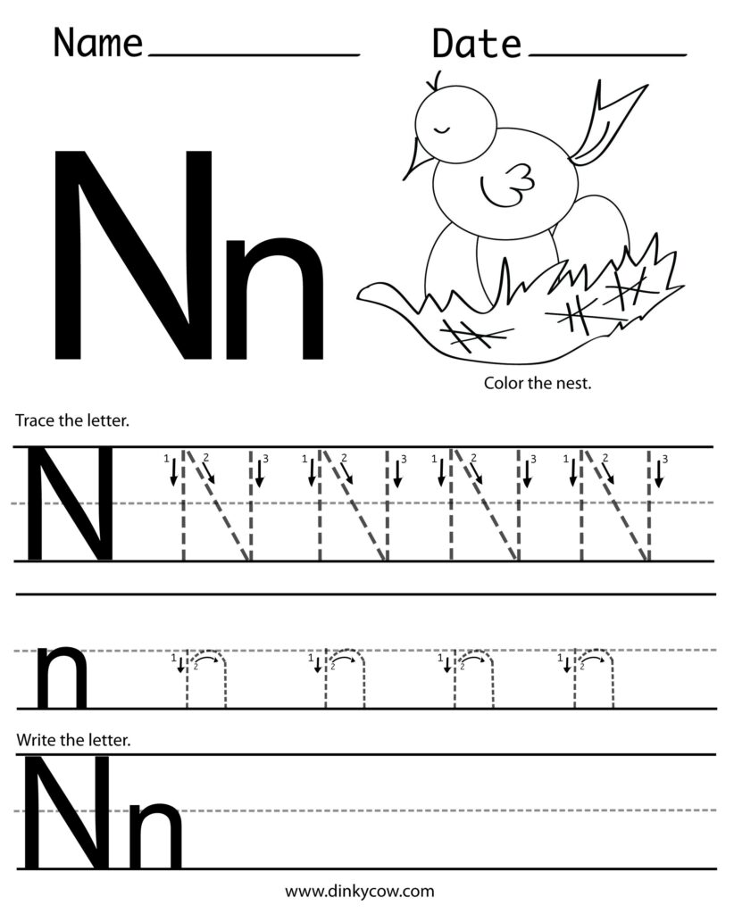 Kindergarten Letter N Worksheets