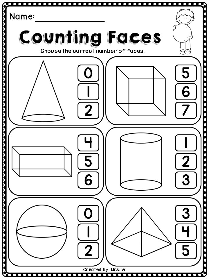 Kindergarten Printable 3d Shapes Worksheet