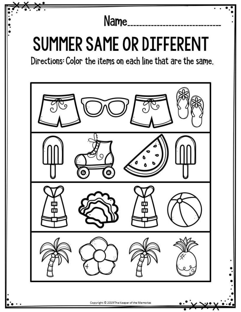 Kindergarten Summer Worksheets Free Printable