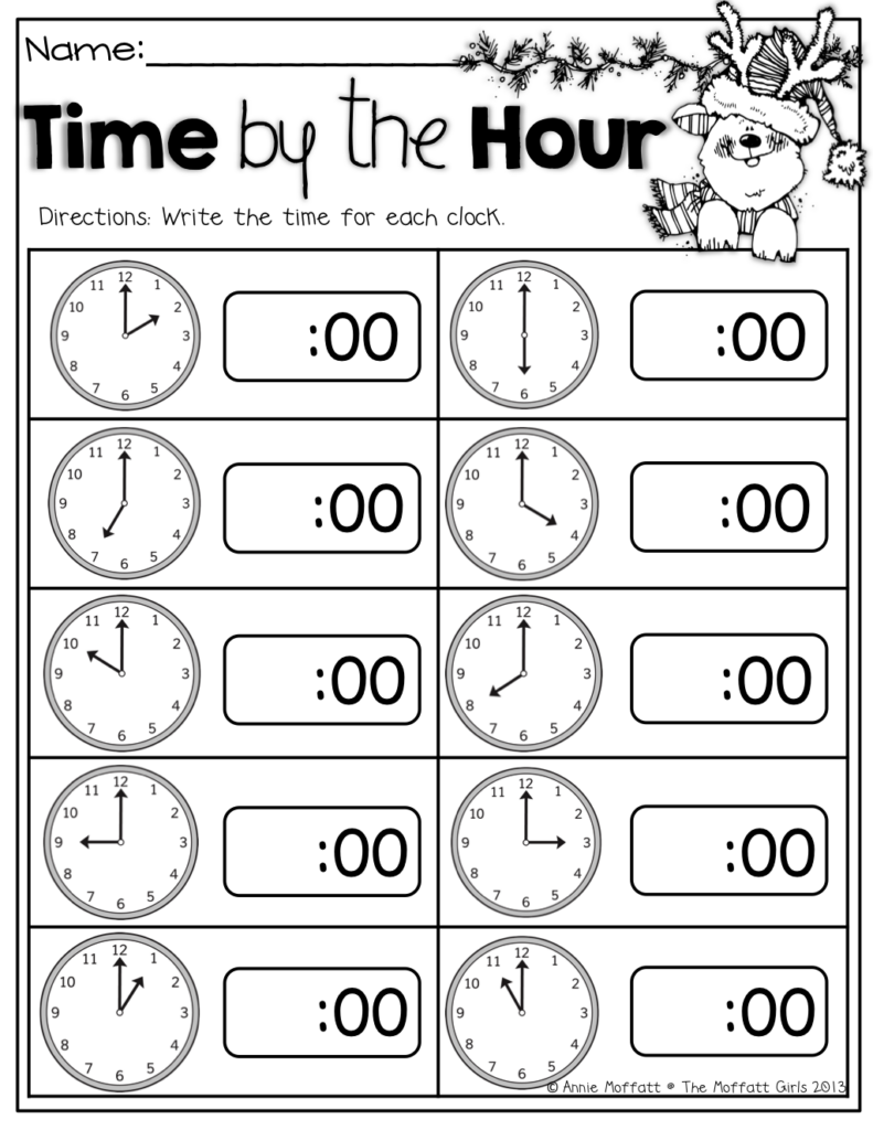 Kindergarten Telling Time Worksheets