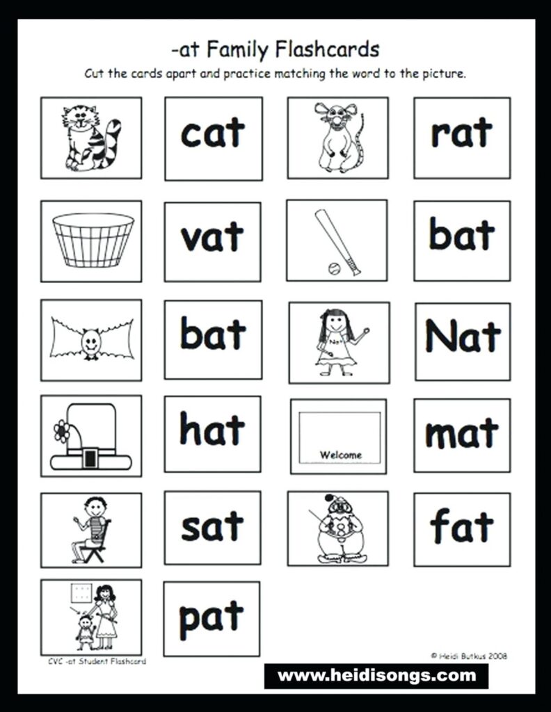 Kindergarten Word Family Worksheets