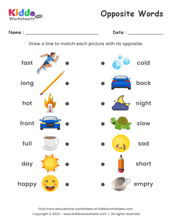 Kindergarten Worksheets Opposites Printable Kindergarten Worksheets