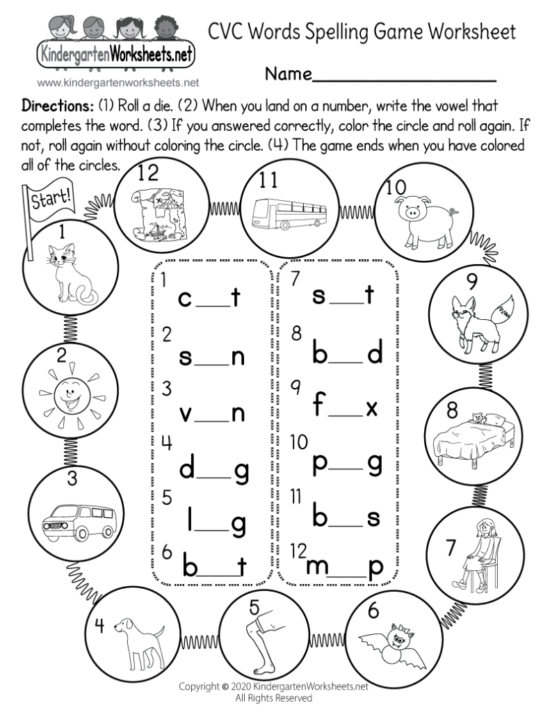 Kindergarten Worksheets Words