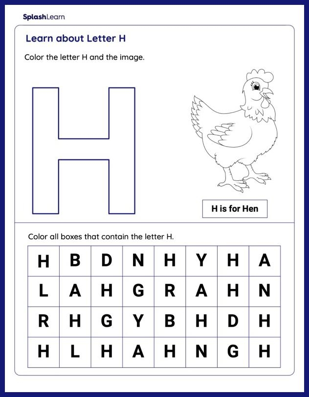 Learn About Letter H ELA Worksheets SplashLearn