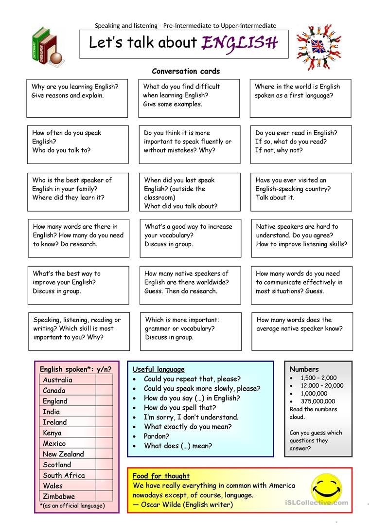 Learn English Printable Worksheets For Adults