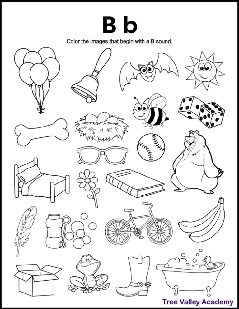 Letter B Sound Phonics Worksheets Tree Valley Academy