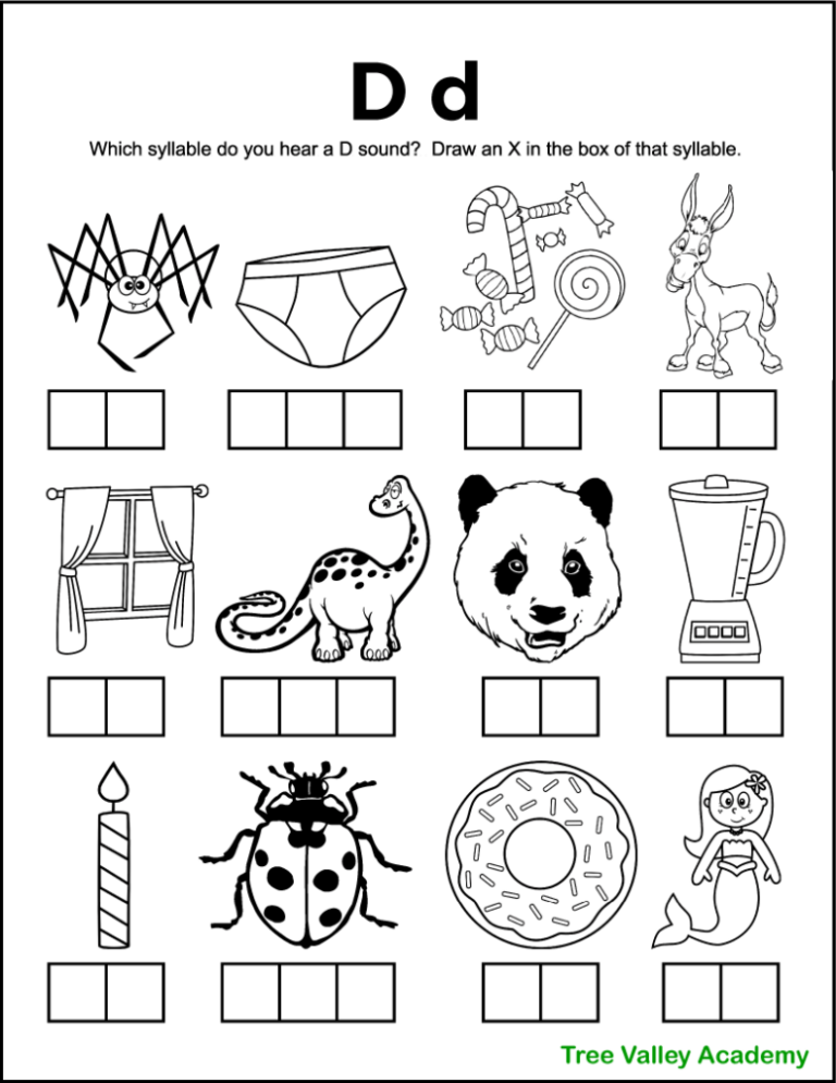 Letter D Sound Worksheets Tree Valley Academy