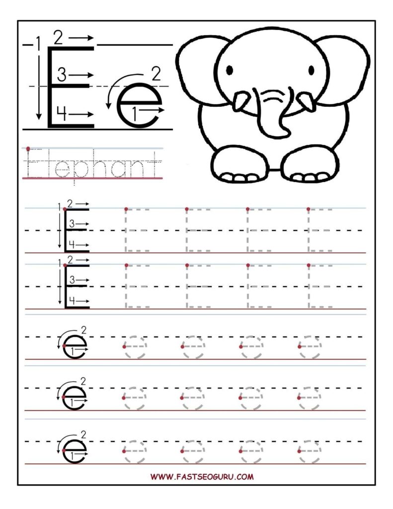 Letter E Tracing Sheets