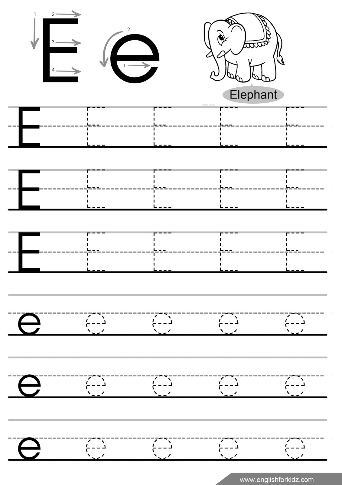 Letter E Tracing