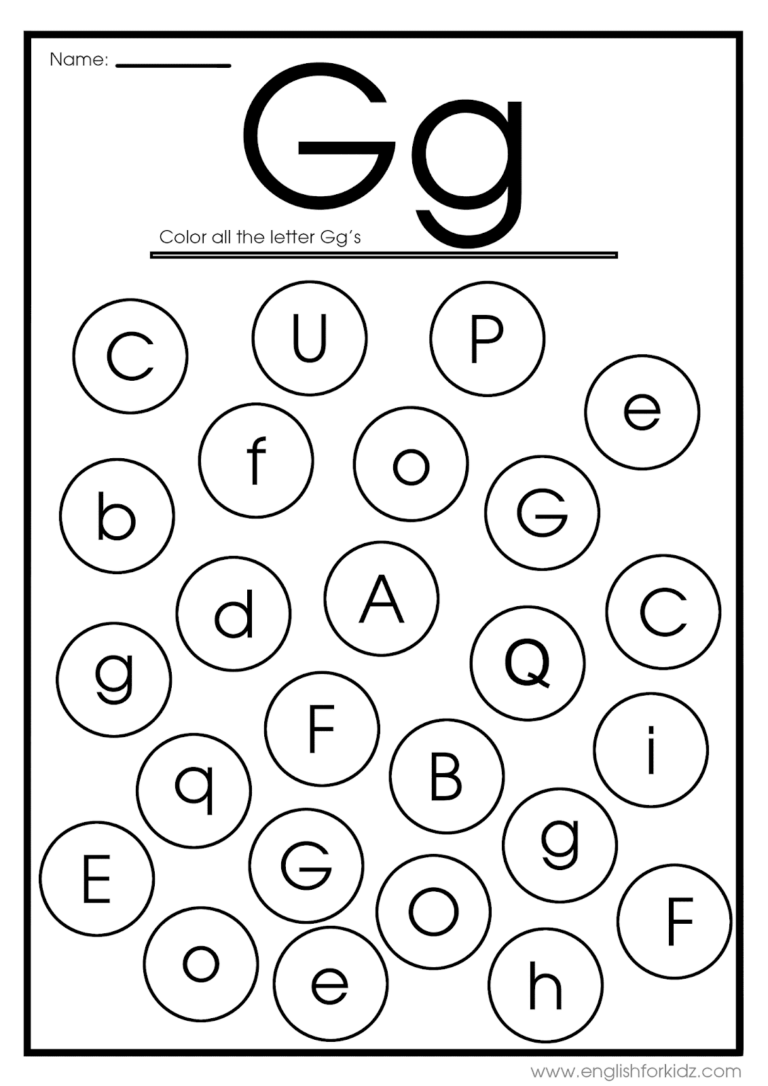 Letter G Kindergarten Worksheets