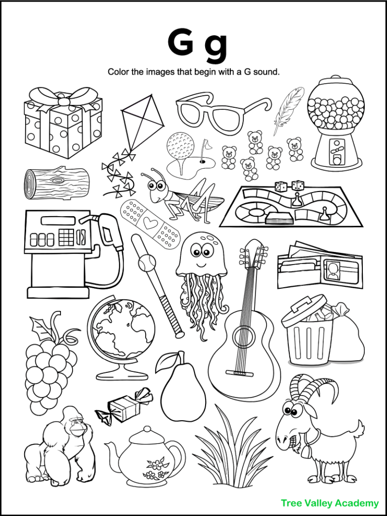 Letter G Sound Worksheets Tree Valley Academy