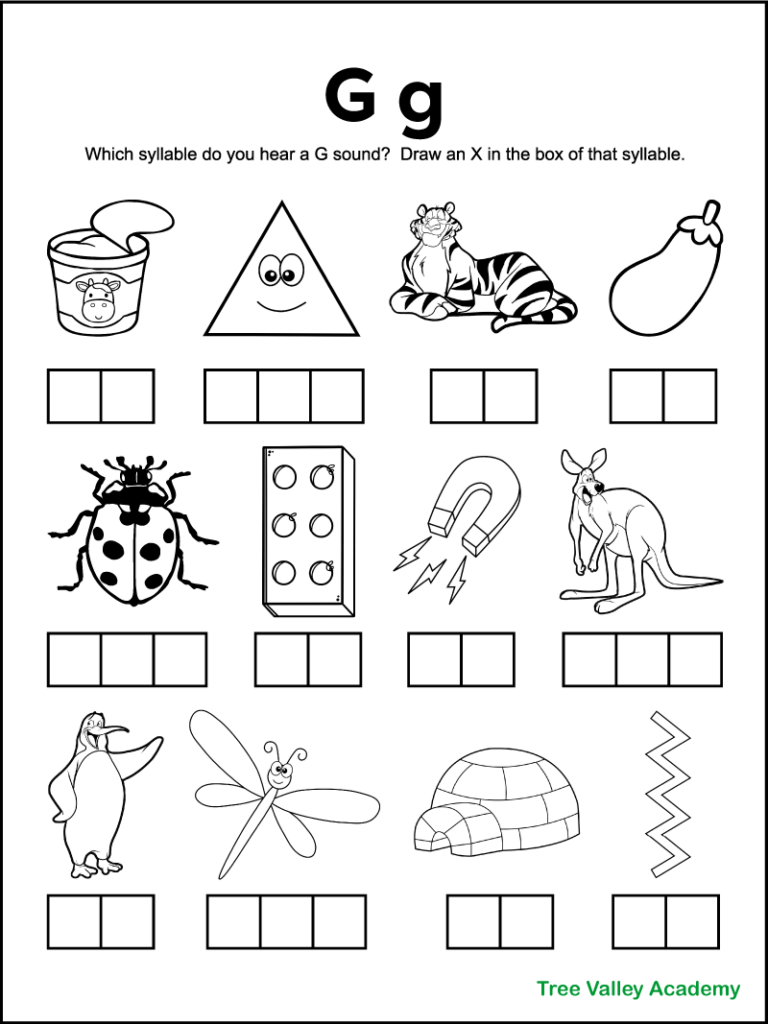 Letter G Sound Worksheets Tree Valley Academy