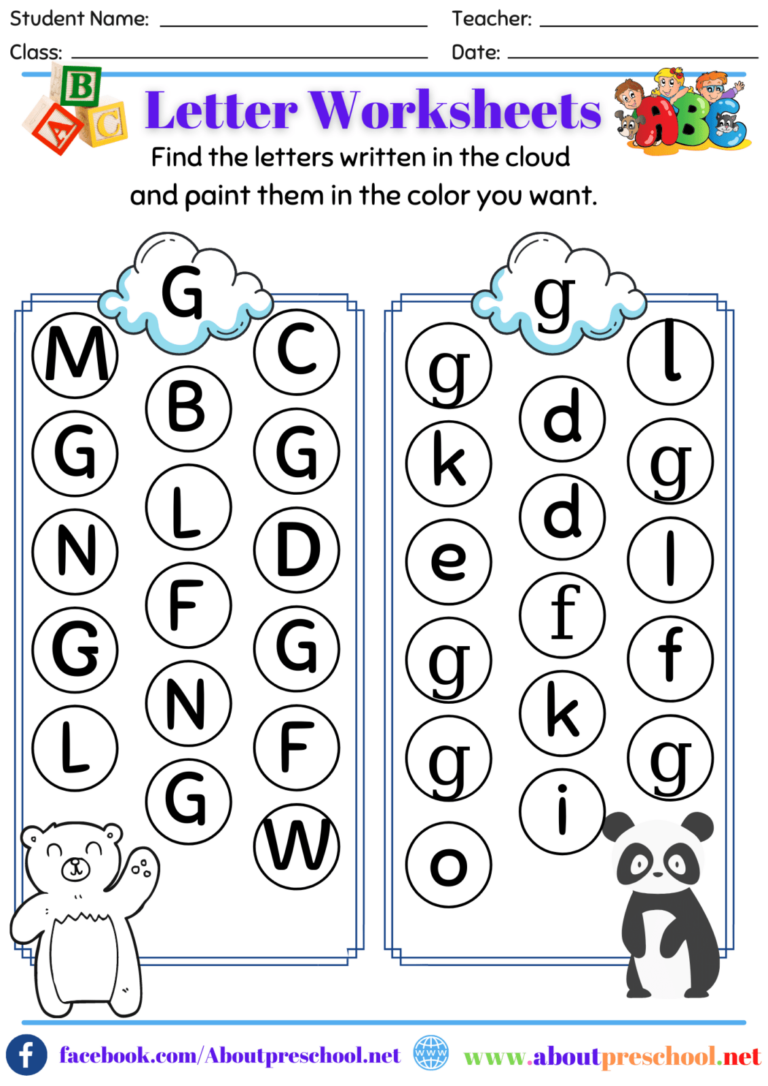 Letter G Worksheets About Preschool